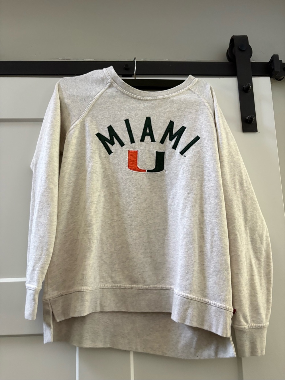 League Miami Crewneck Sweatshirt in Cream with Green & Orange Logo